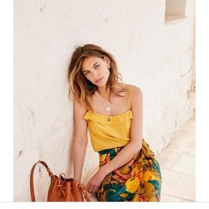 Sezane Cyrille Yellow Silk Cami Tank Top S…